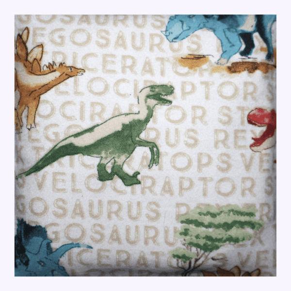 A close up of the dinosaur fabric